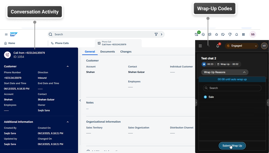Webex Contact Center integrated with SAP Cloud CRM