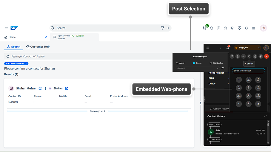 Webex Contact Center integrated with SAP Cloud CRM
