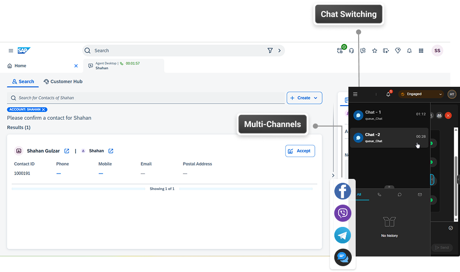 Webex Contact Center integrated with SAP Cloud CRM
